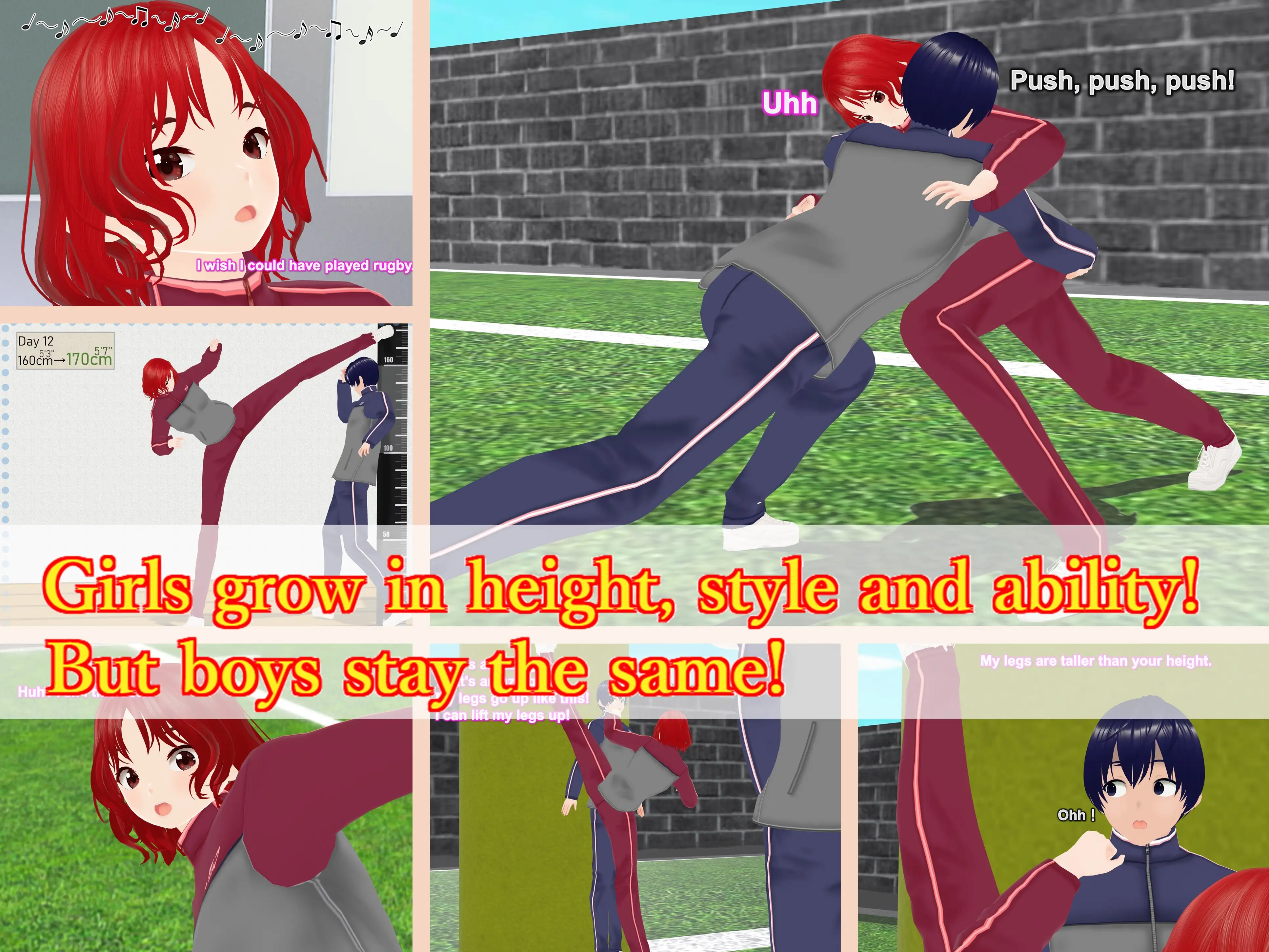 Outgrowing only girls， Overtake boys， Growth sound. Rugby Arc 40ページ
