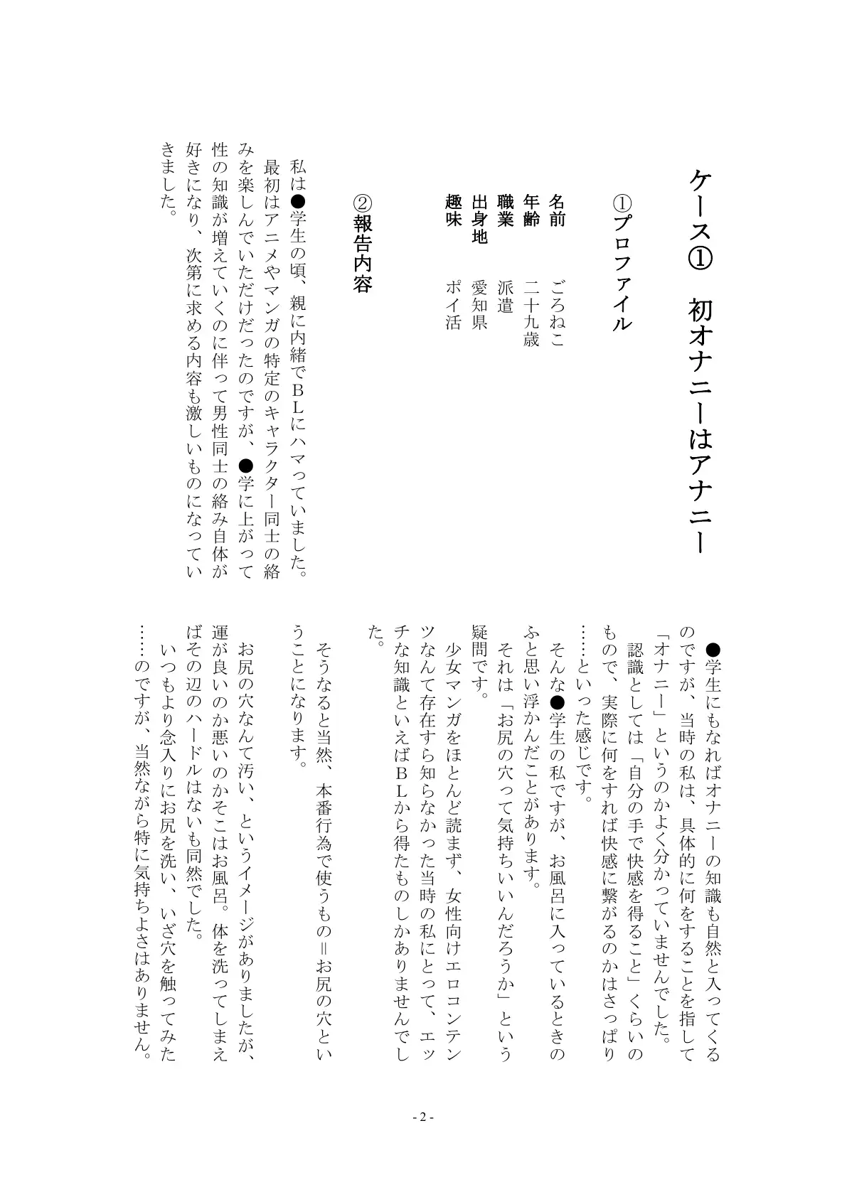 5人の女性から聞いた初めてのオナニー体験談vol.4 2ページ