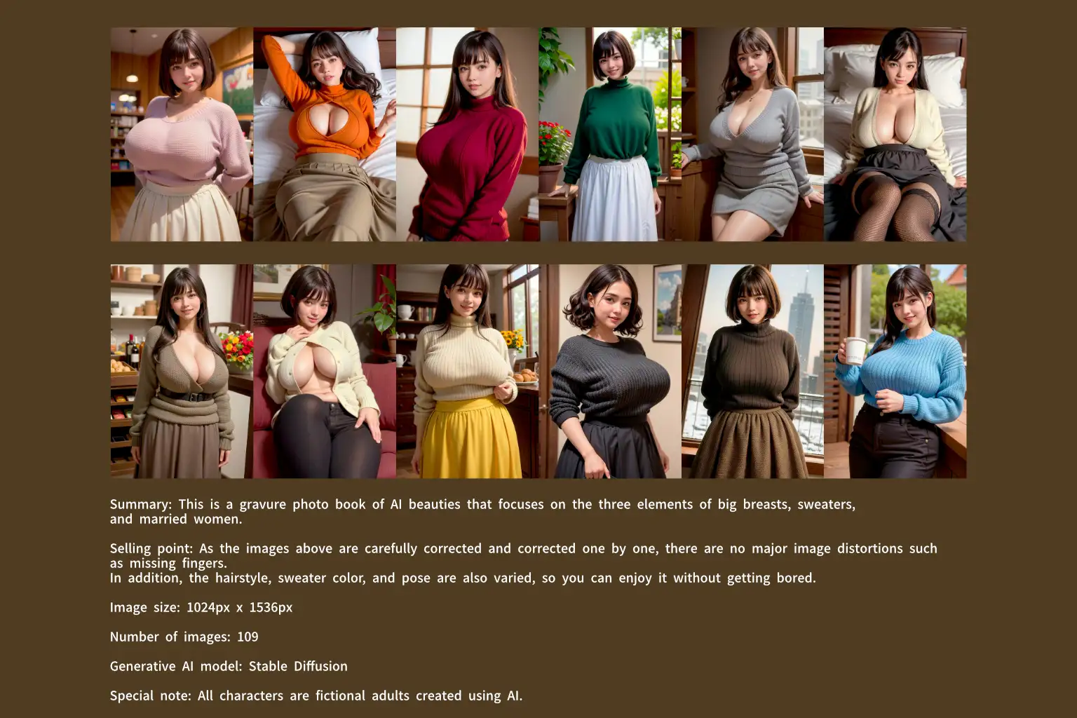 【109枚！】巨乳でセーター着た人妻は好きですか？【AI美女グラビア写真集】 3ページ