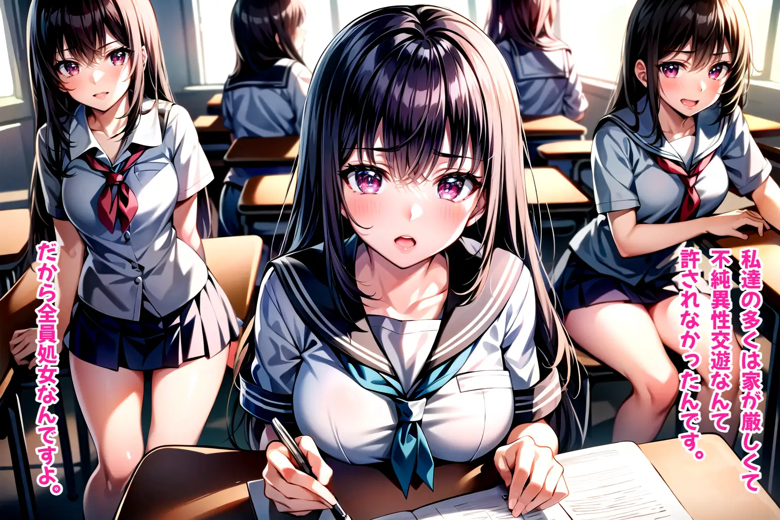 JKハーレム学園〜ハメてもハメても終わらない女子校生だらけのハーレム中出し学園生活〜【1ぺージ1コマのマンガ風完全ストーリー】 7ページ