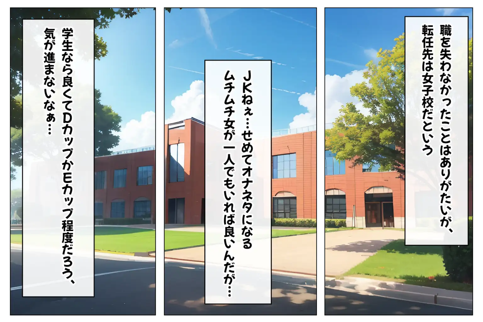 ムチムチ爆乳ハーレム〜ハメてもハメても終わらないむっちり巨乳JKだらけのハーレム学園生活〜【1ぺージ1コマのマンガ風完全ストーリー】 4ページ