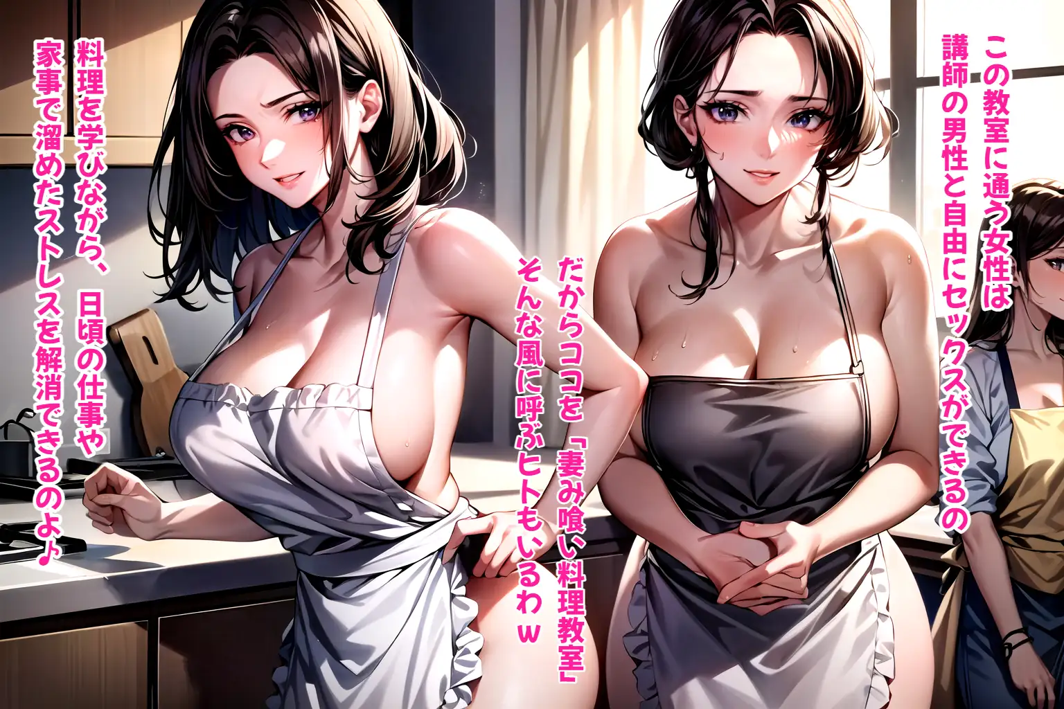 人妻NTRハーレム〜ハメてもハメても終わらない淫乱主婦だらけの寝取られハーレム料理教室〜【1ぺージ1コマのマンガ風完全ストーリー】 5ページ