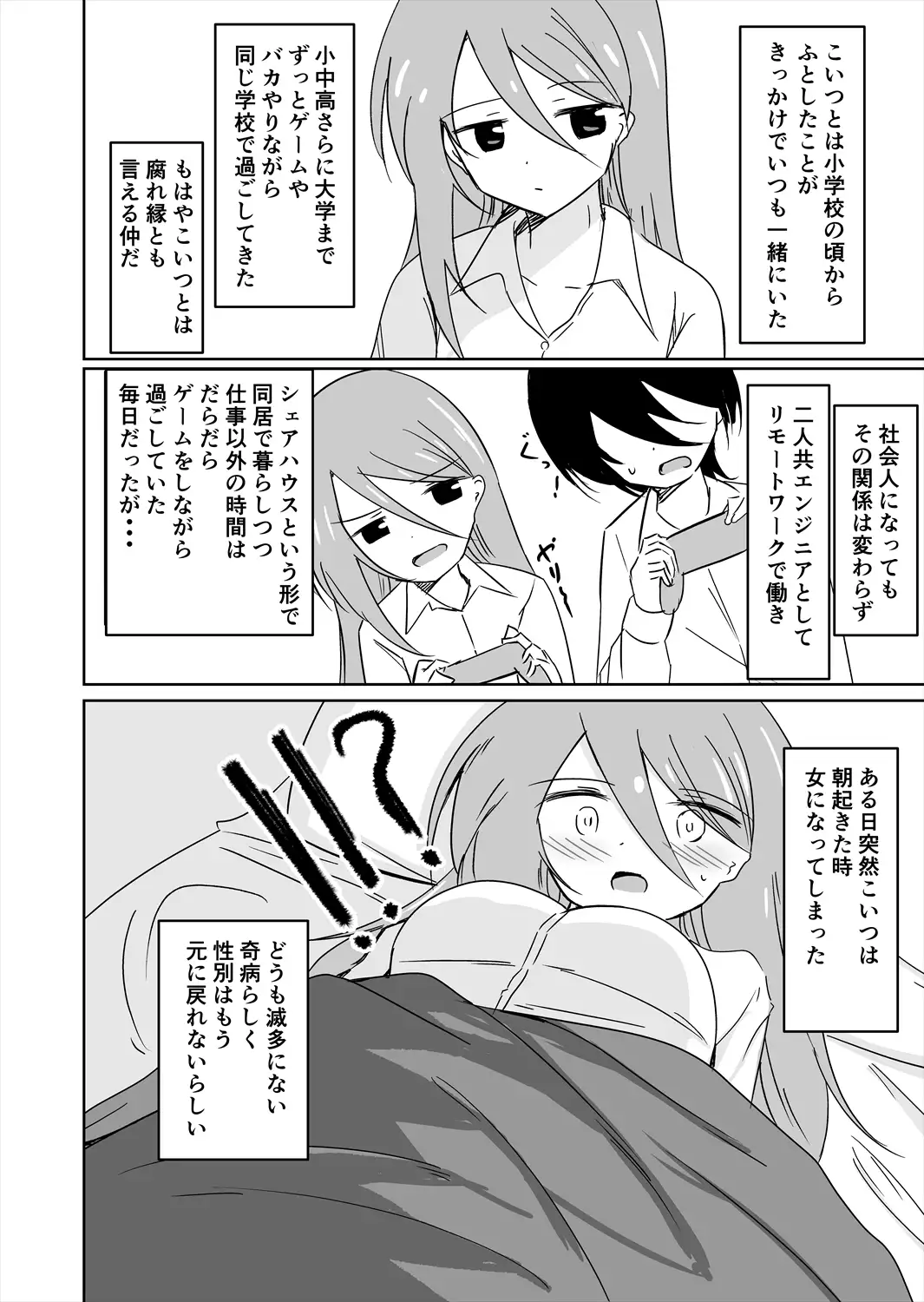 結婚してセックスしなければ出られない部屋に閉じ込められたので女体化した元男の親友と結婚してセックスすることにした 4ページ