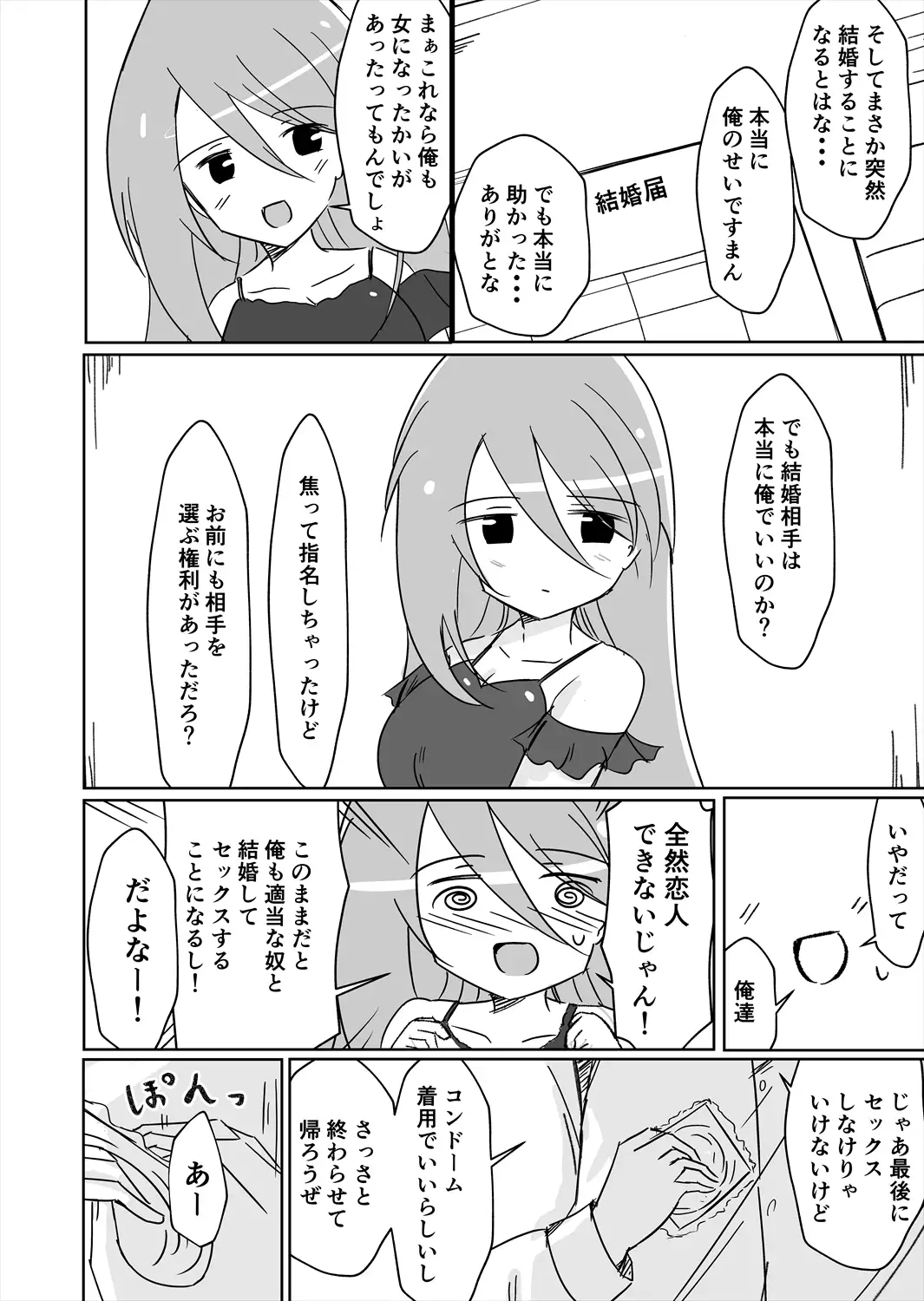 結婚してセックスしなければ出られない部屋に閉じ込められたので女体化した元男の親友と結婚してセックスすることにした 6ページ