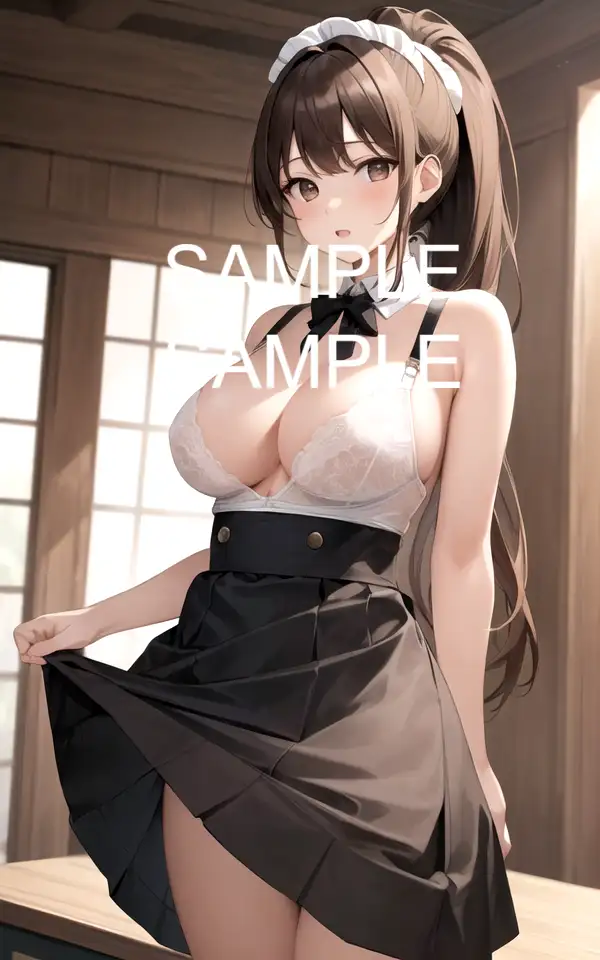 はだけたメイド服美女イラスト 2ページ