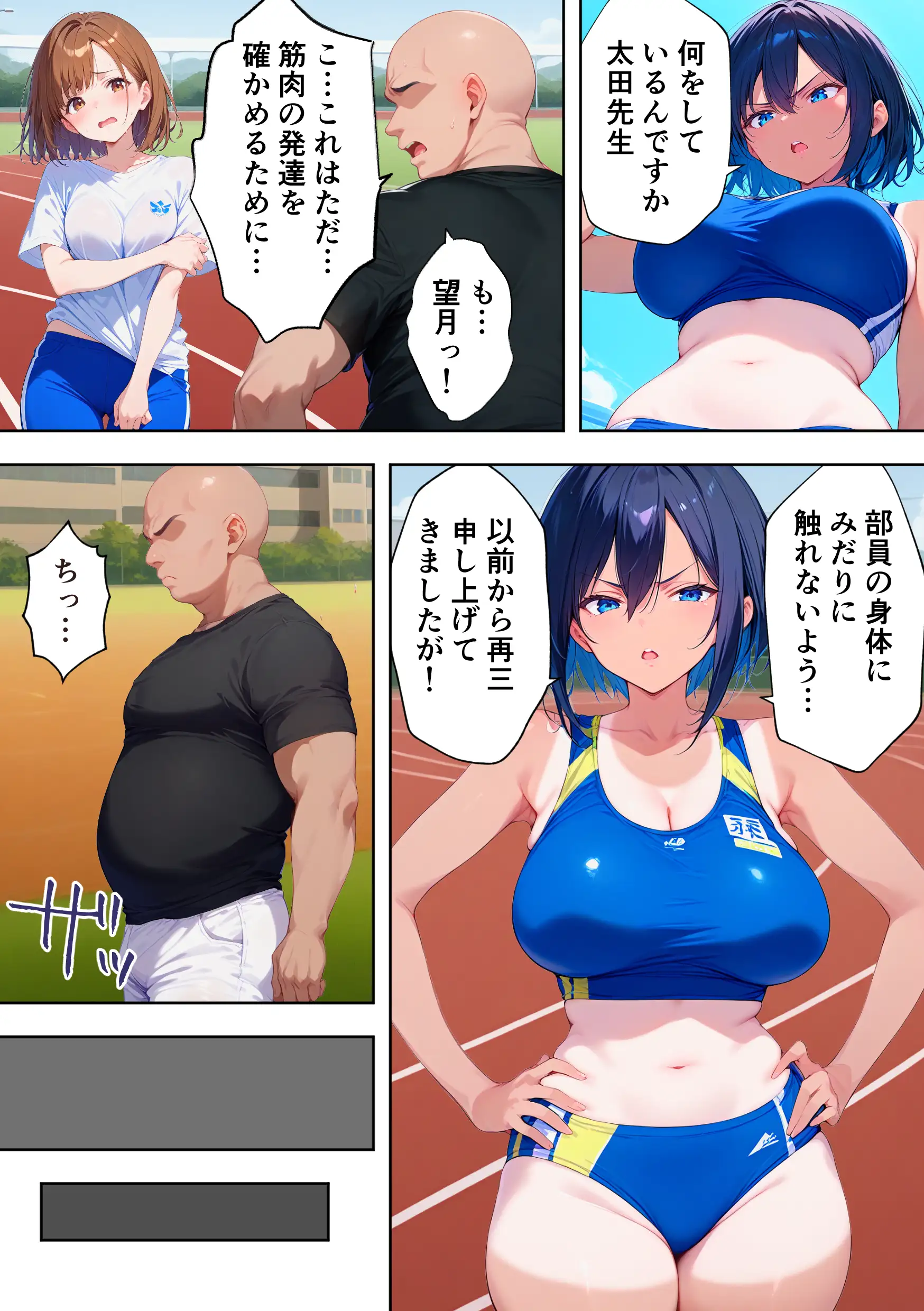 陸上部部長で幼馴染の強気な彼女が催●おじさんに寝取られ孕まされる話 4ページ