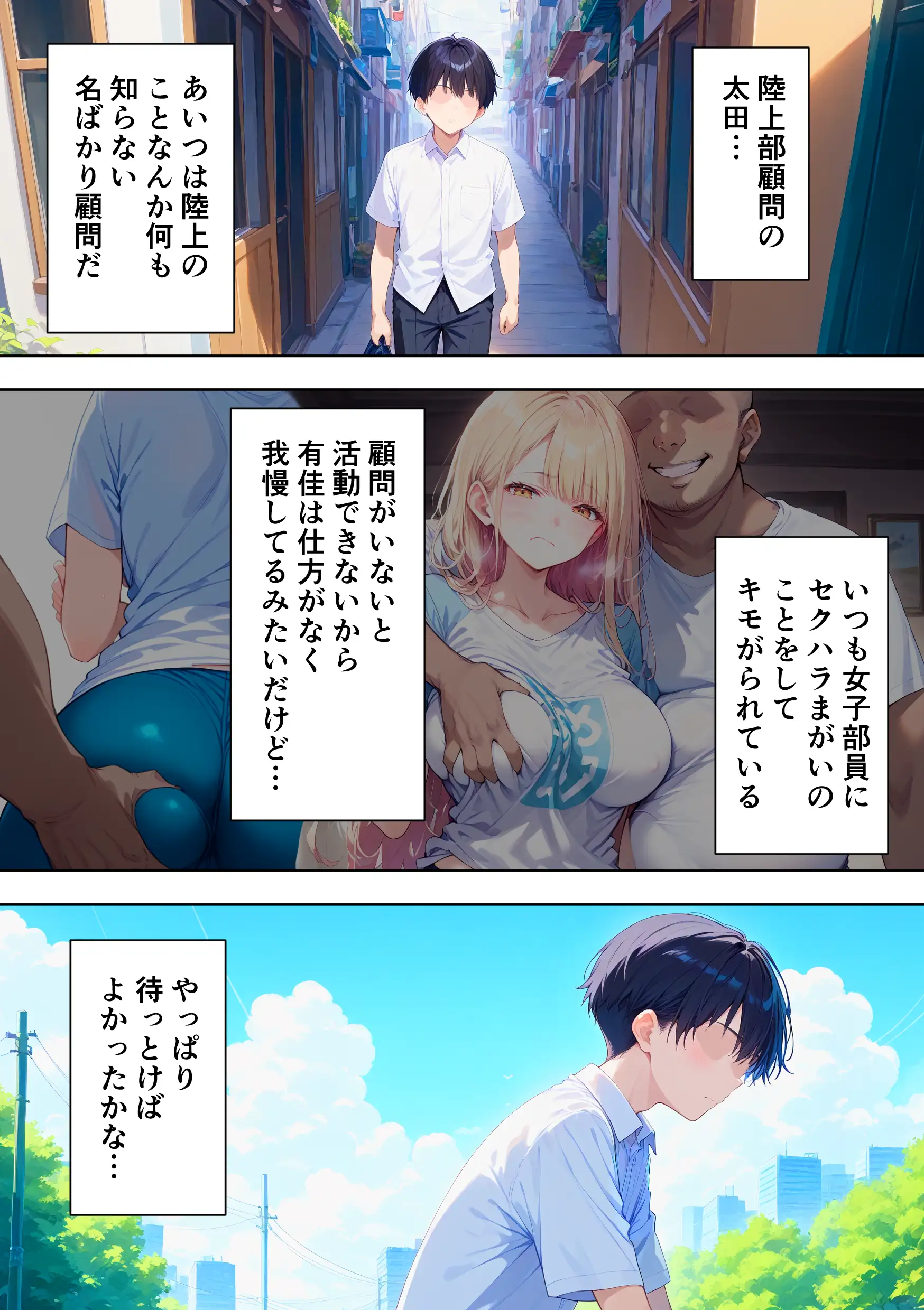 陸上部部長で幼馴染の強気な彼女が催●おじさんに寝取られ孕まされる話 8ページ