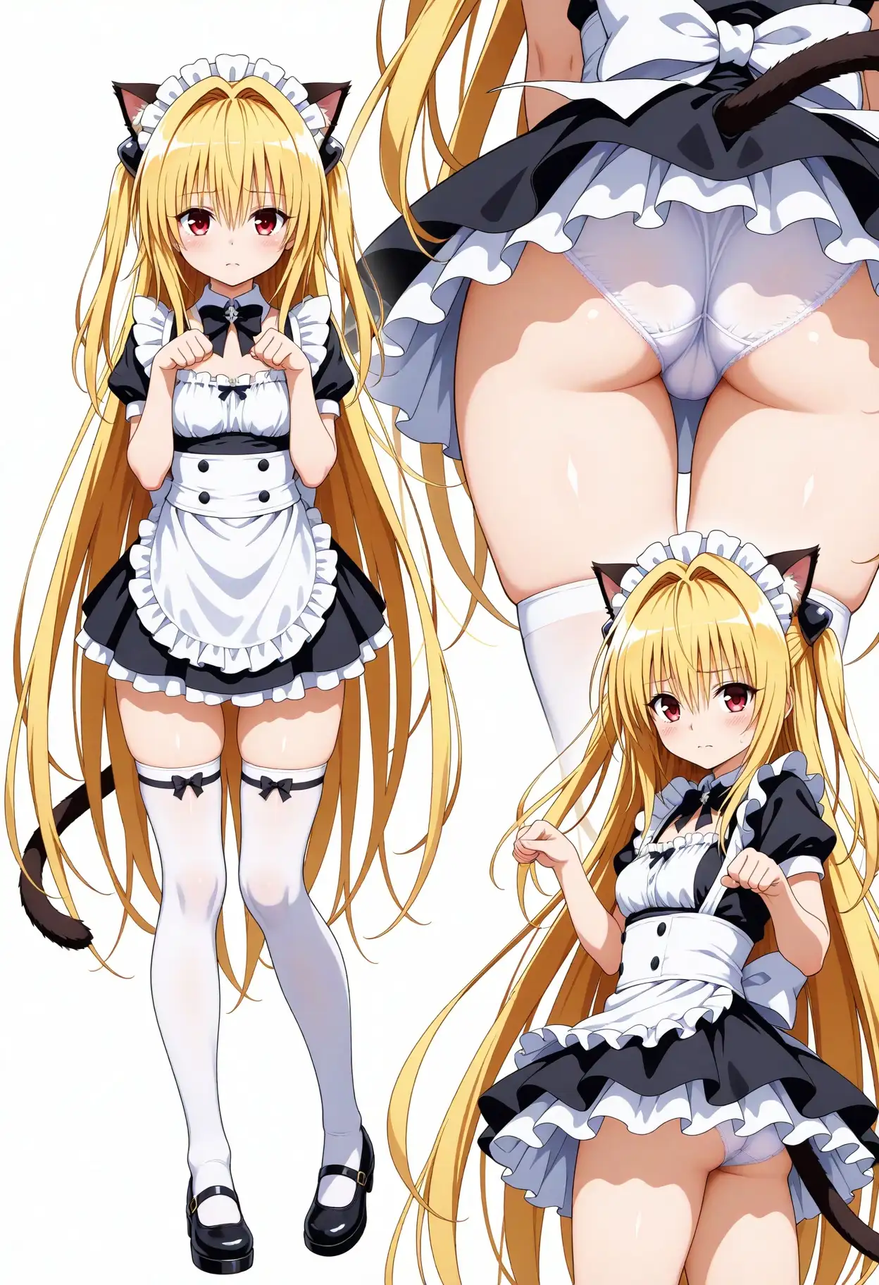 立ち絵とローアングル3【メイド服風】 2ページ