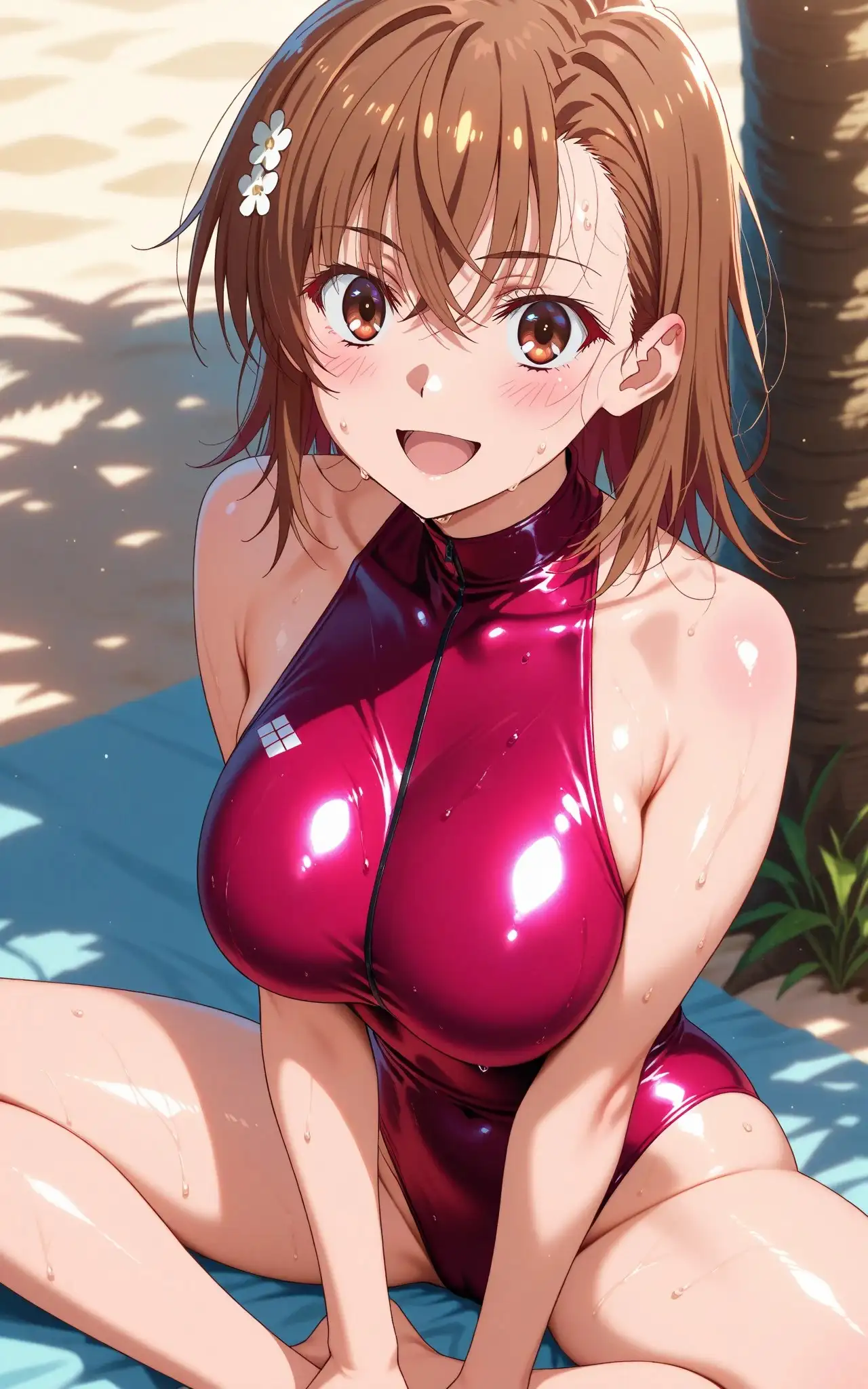 【発情ヒロイン】とある科学〇超電磁砲 御坂〇琴 競泳水着で青姦編 8ページ