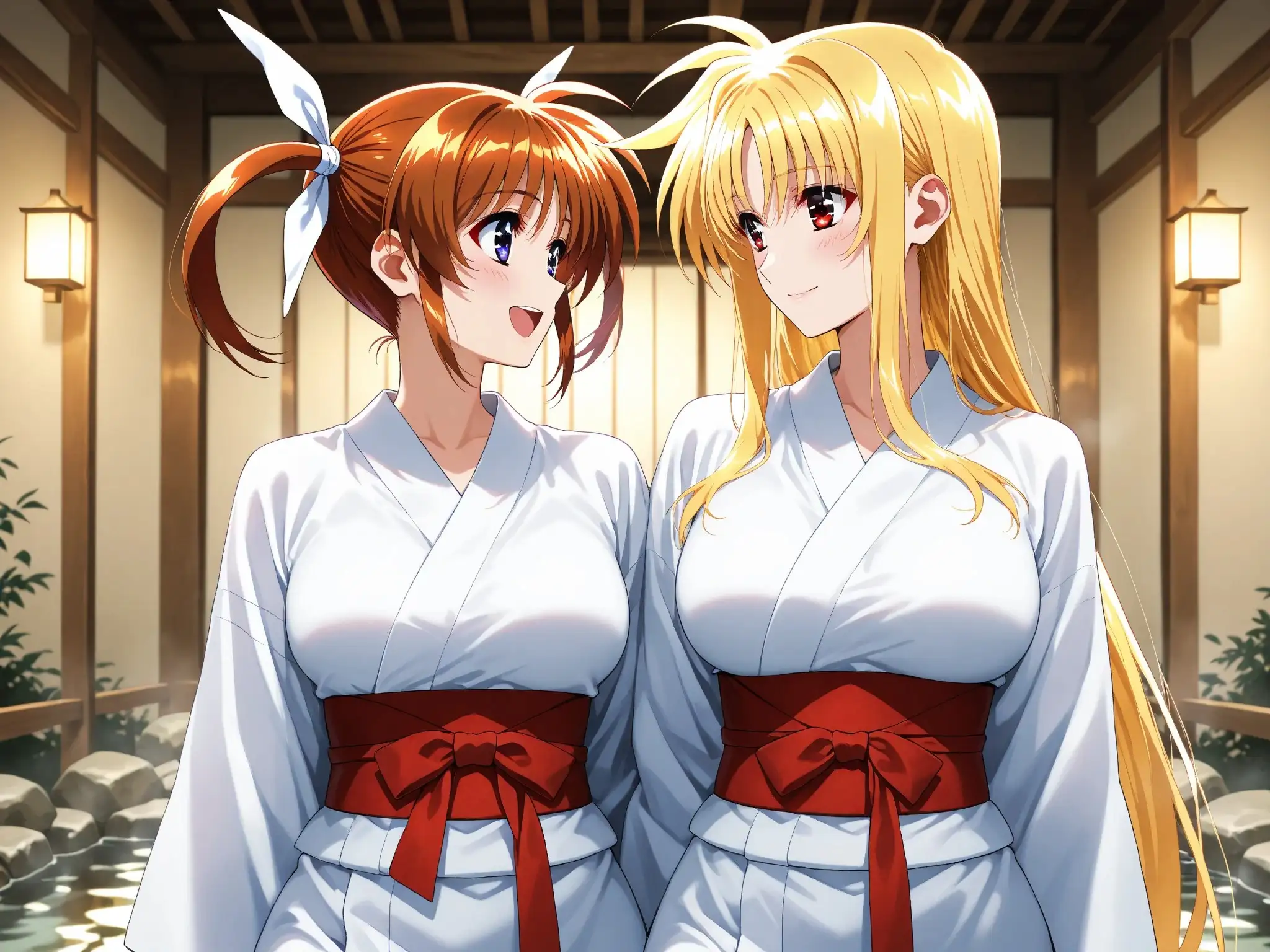 【発情ヒロイン】【百合】魔法少女リリカルな●は  高町な●は＆フェイト  温泉イチャコラ編 4ページ