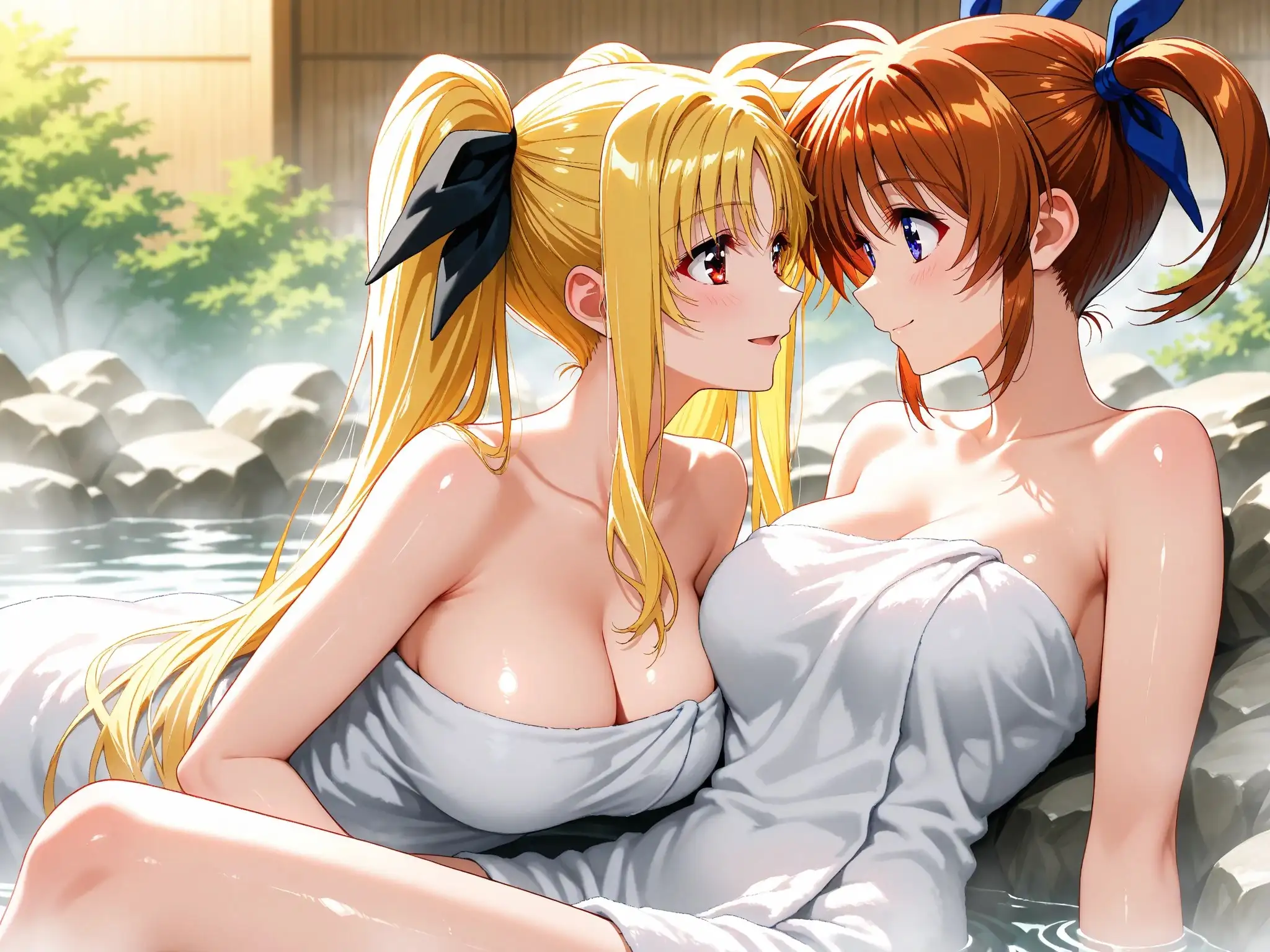 【発情ヒロイン】【百合】魔法少女リリカルな●は  高町な●は＆フェイト  温泉イチャコラ編 6ページ