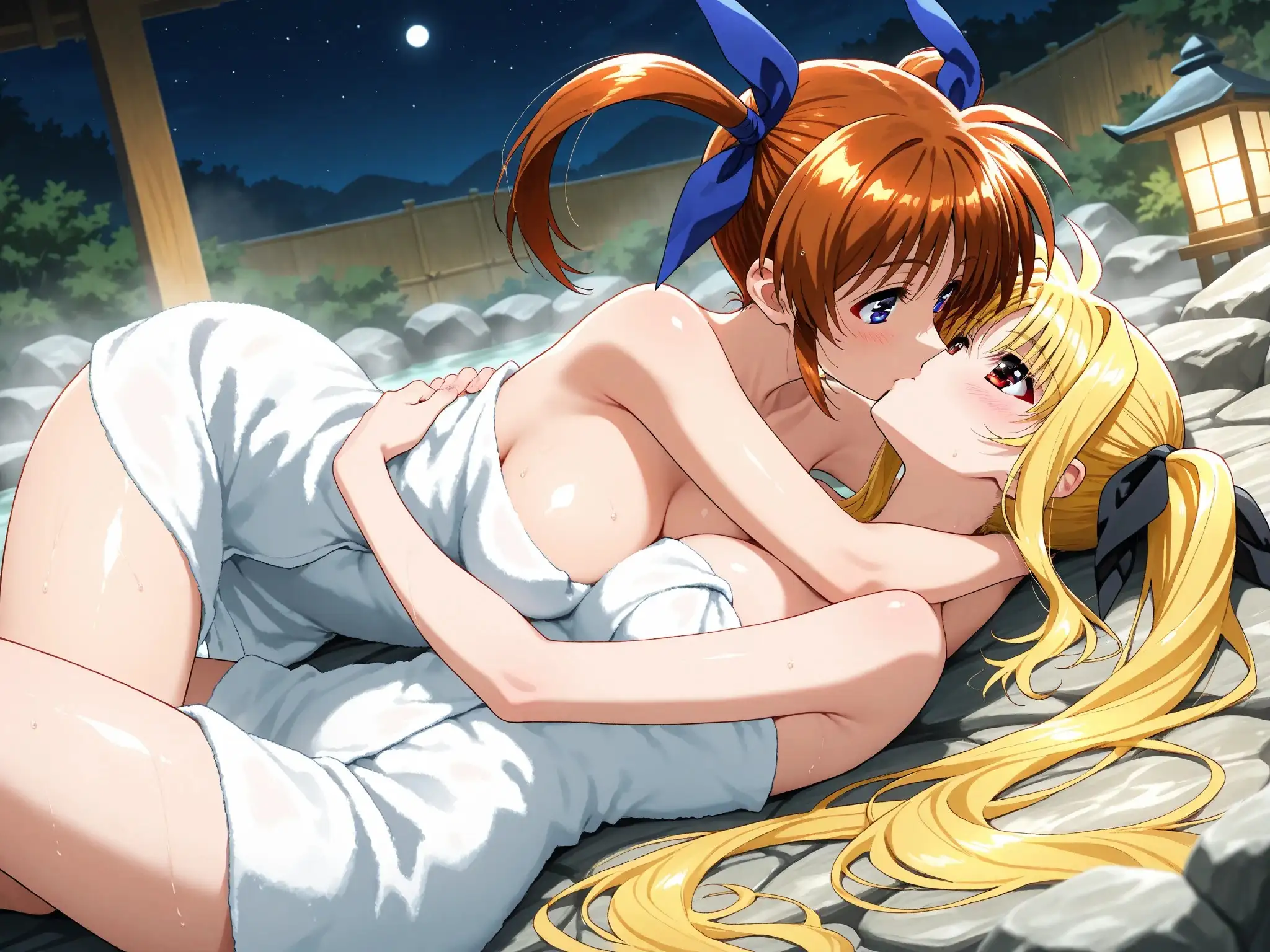 【発情ヒロイン】【百合】魔法少女リリカルな●は  高町な●は＆フェイト  温泉イチャコラ編 7ページ