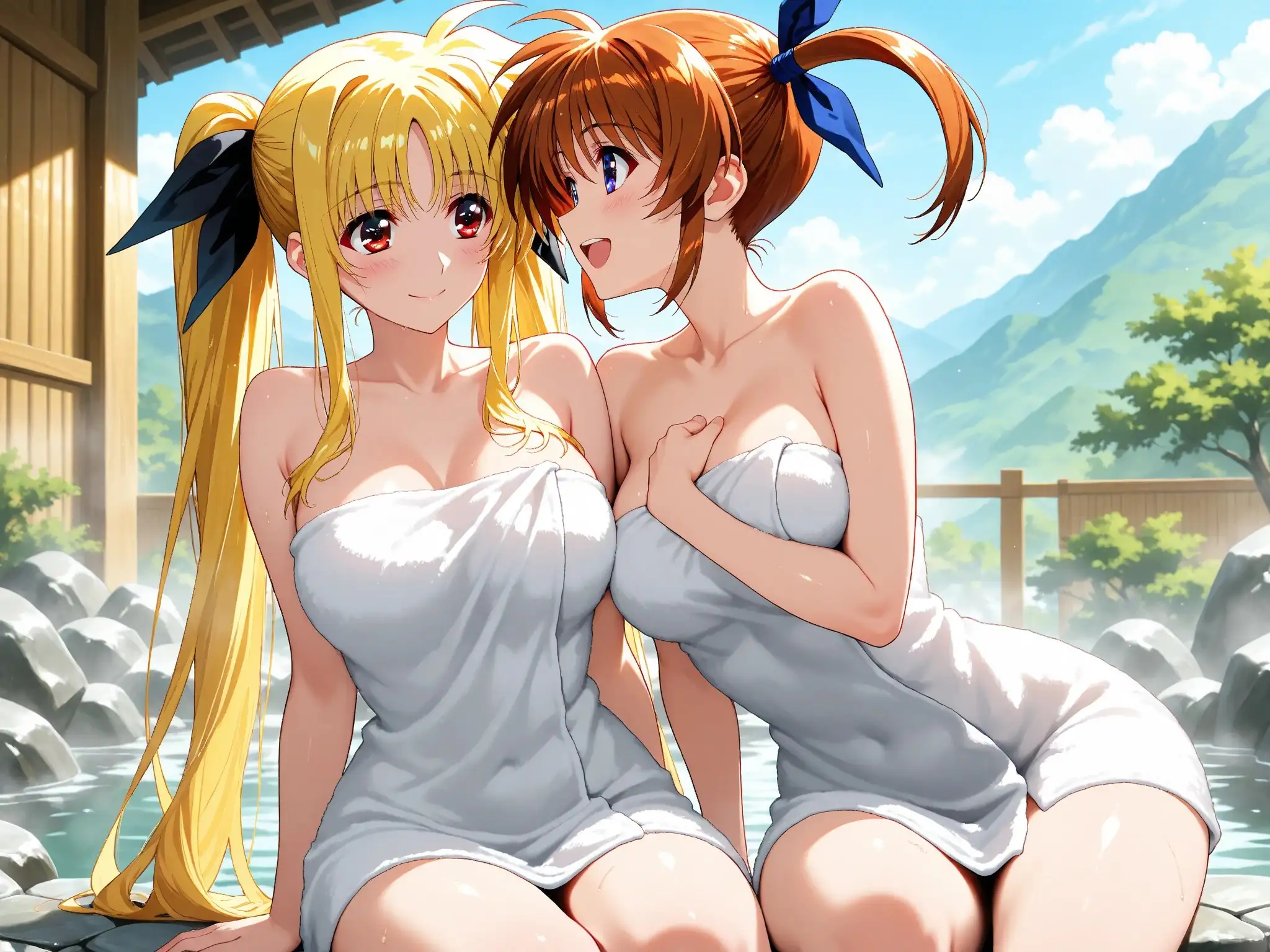 【発情ヒロイン】【百合】魔法少女リリカルな●は  高町な●は＆フェイト  温泉イチャコラ編 8ページ