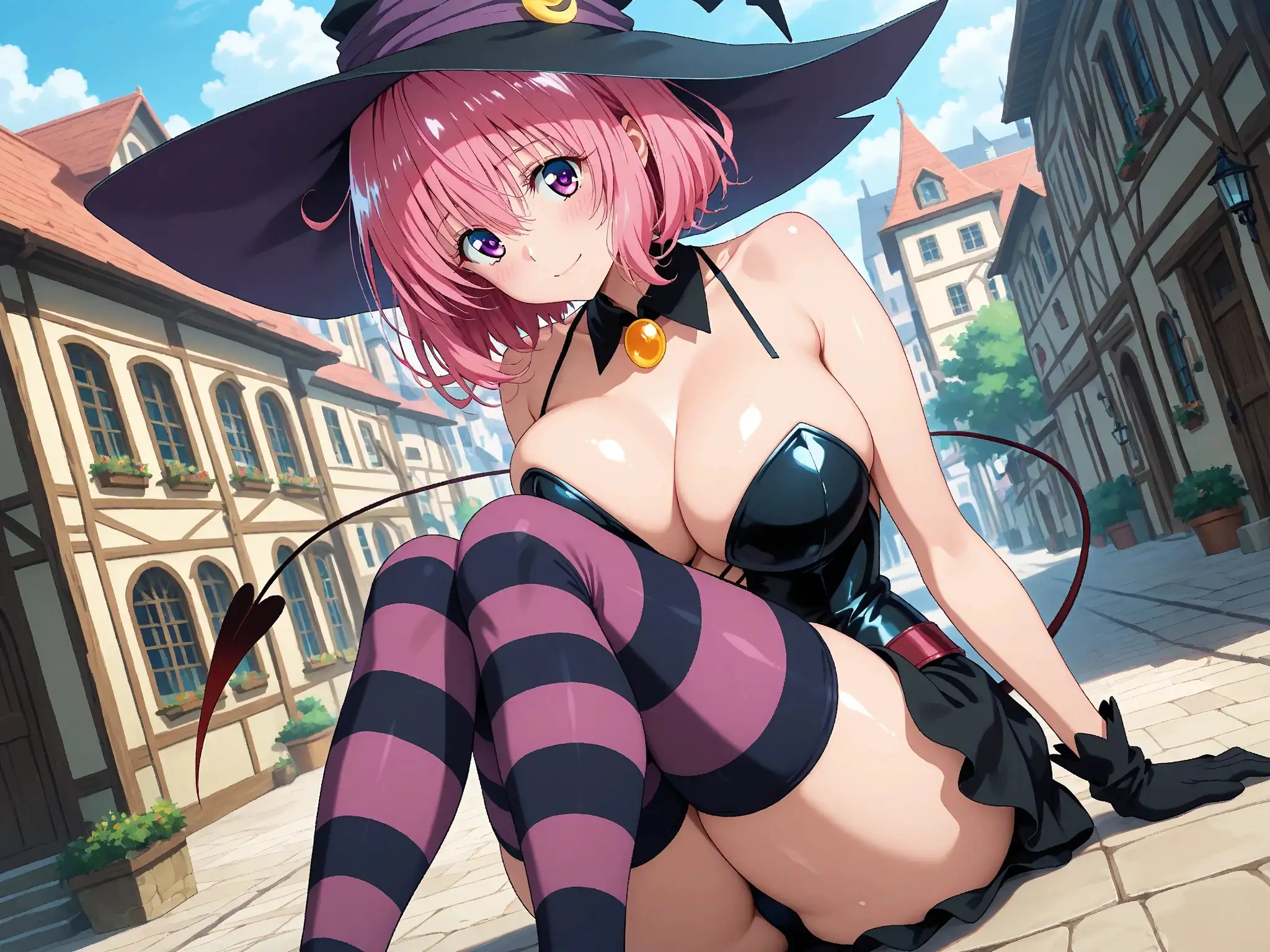 【発情ヒロイン】T●Loveる  モモ・ベ●ア・デビルーク  魔法使いコスで野外授業…しっぽまで感じるの！ 9ページ