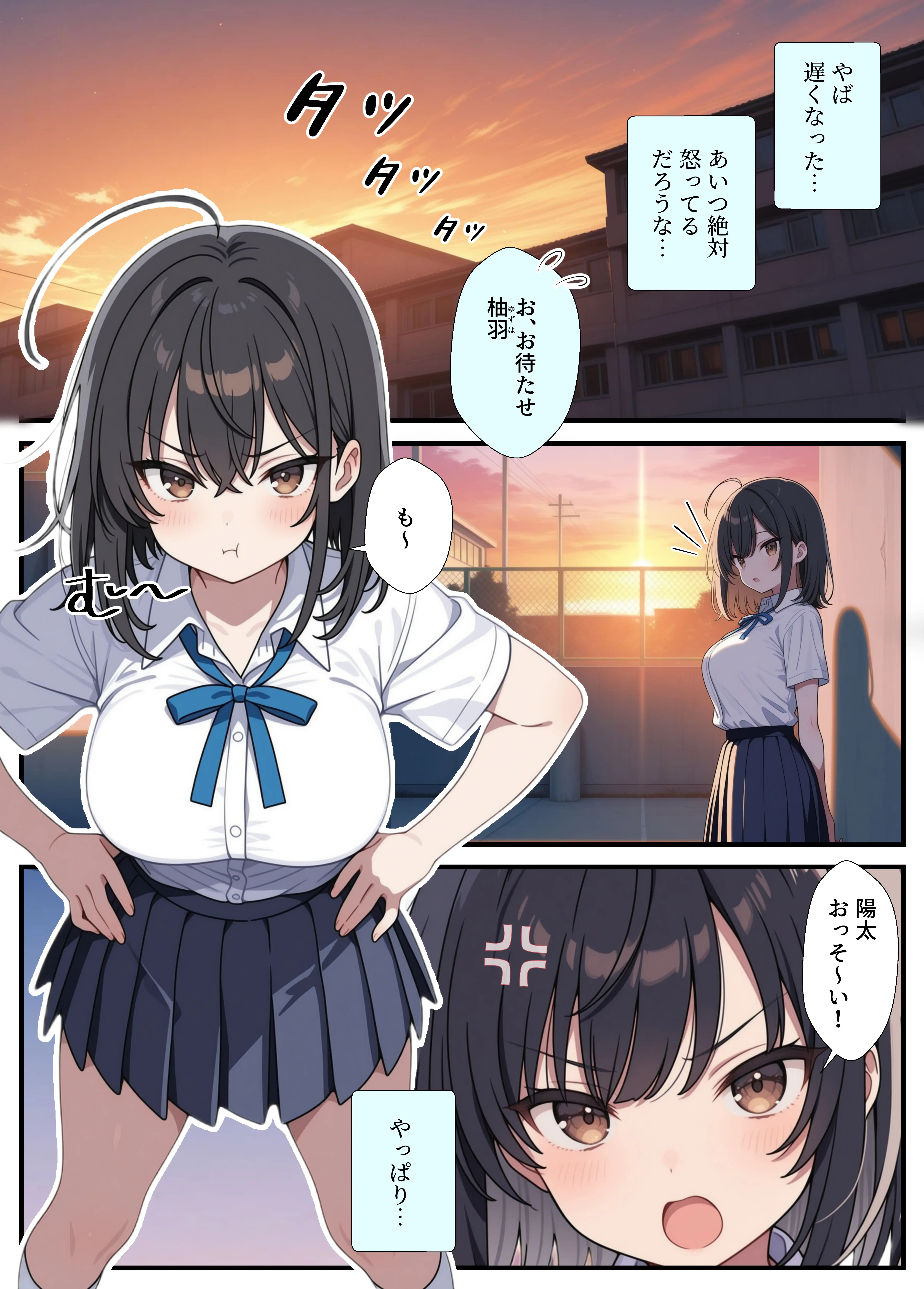 黒髪巨乳の幼馴染が──彼氏との初H直前に見知らぬ男の催●で堕とされる話 1ページ