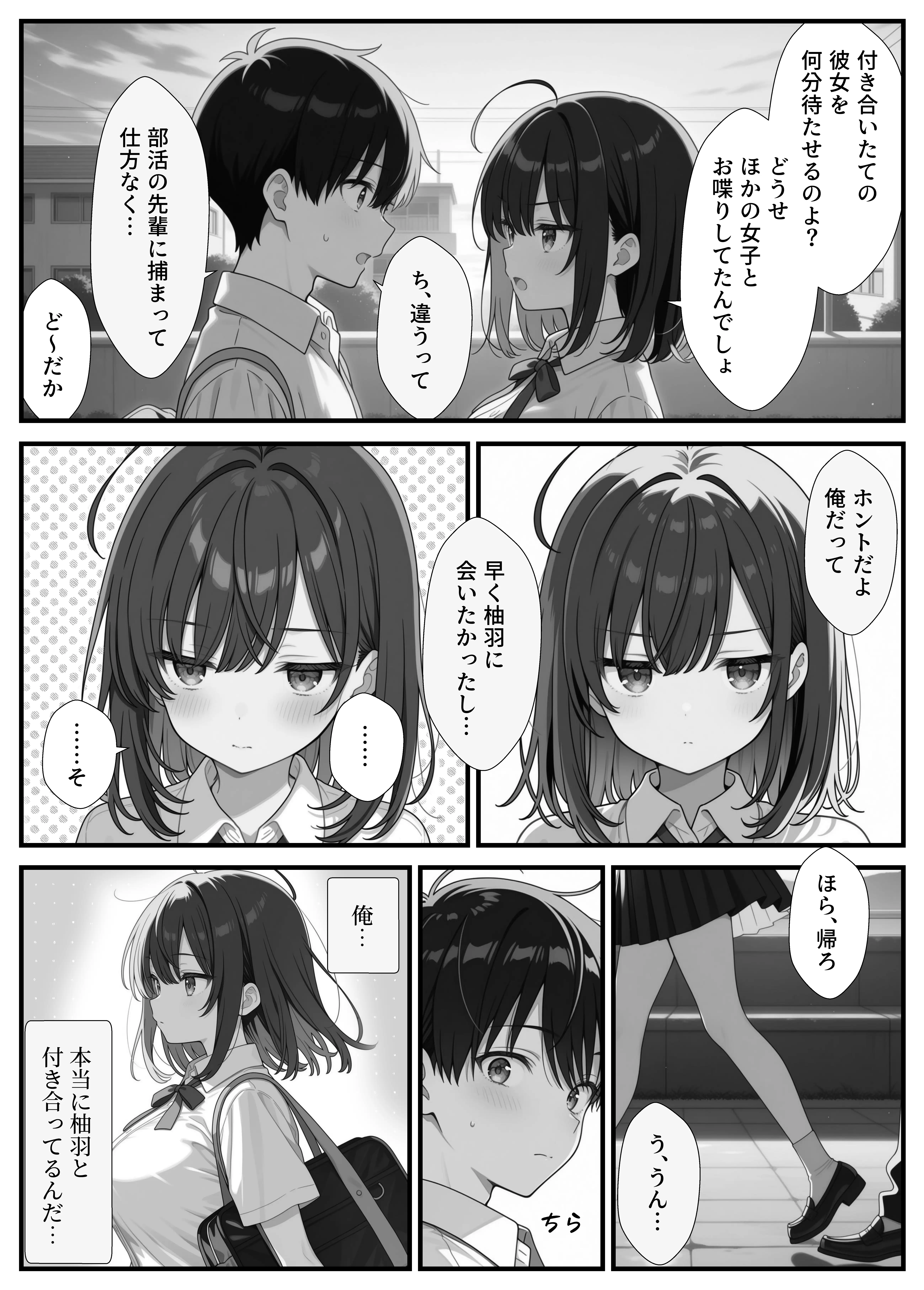 黒髪巨乳の幼馴染が──彼氏との初H直前に見知らぬ男の催●で堕とされる話 22ページ