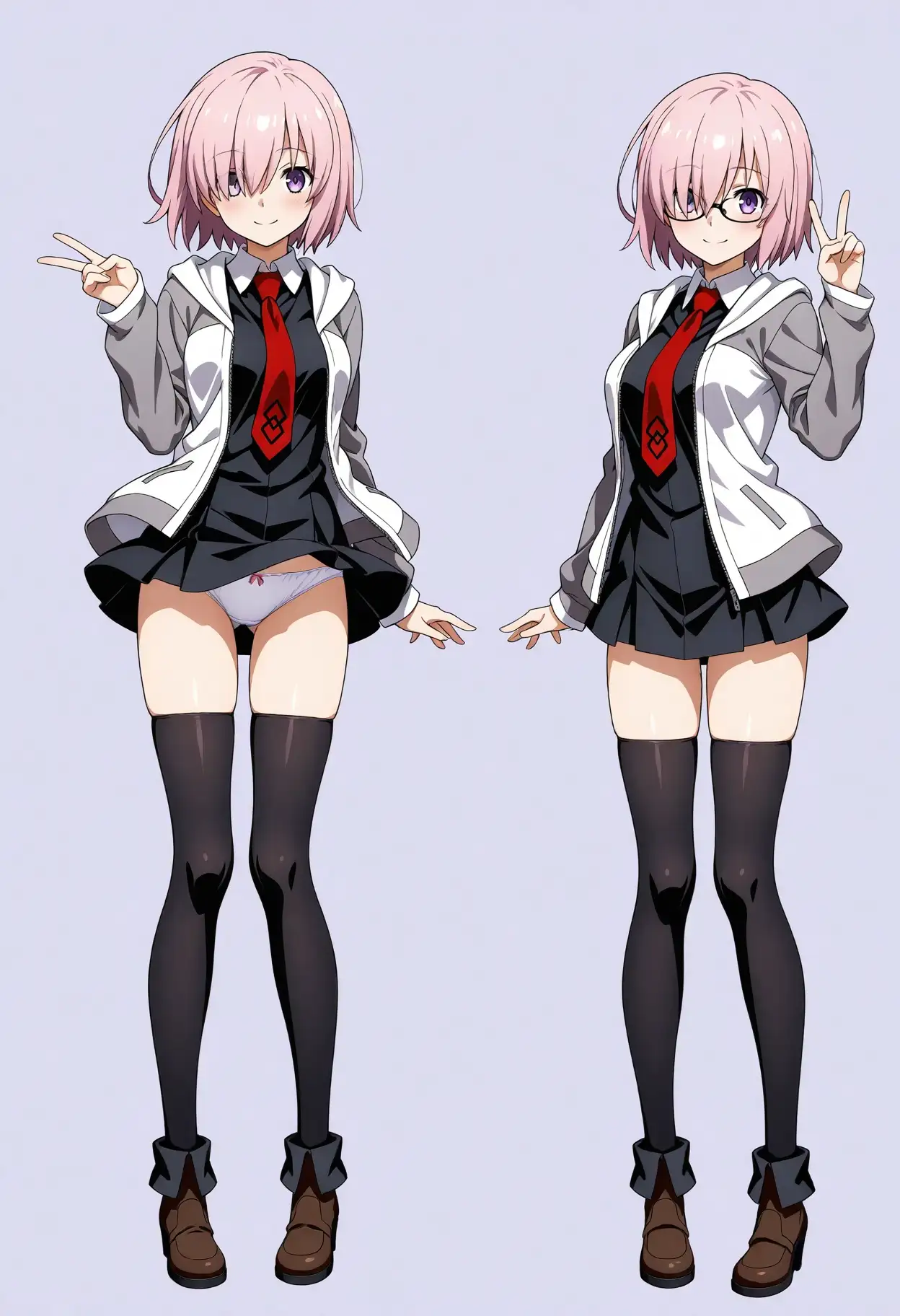 立ち絵とローアングル【マシュ・キリエライト風1】 1ページ