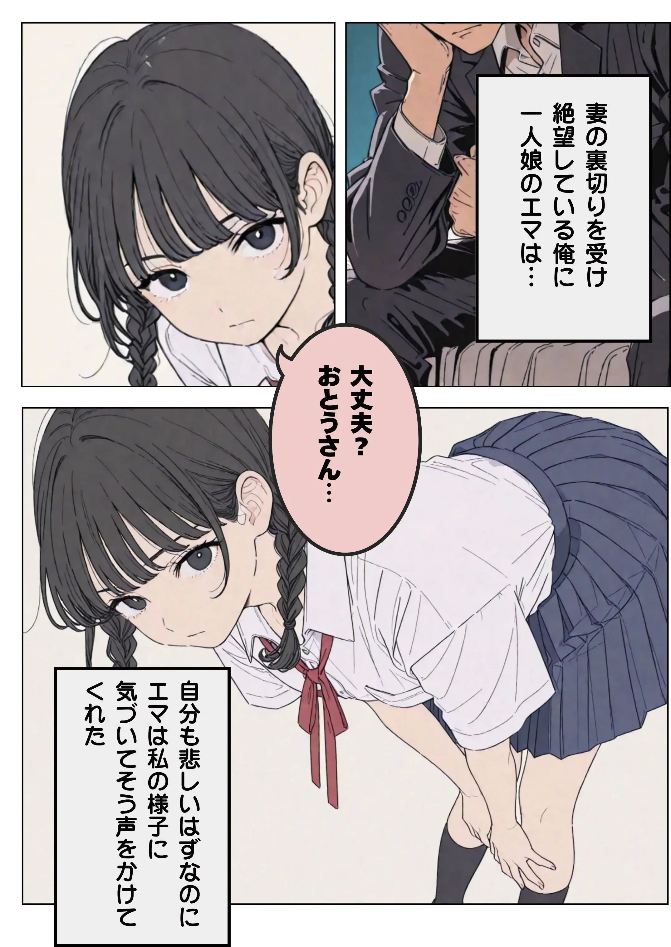 傷心の父親とそれを慰める娘 4ページ