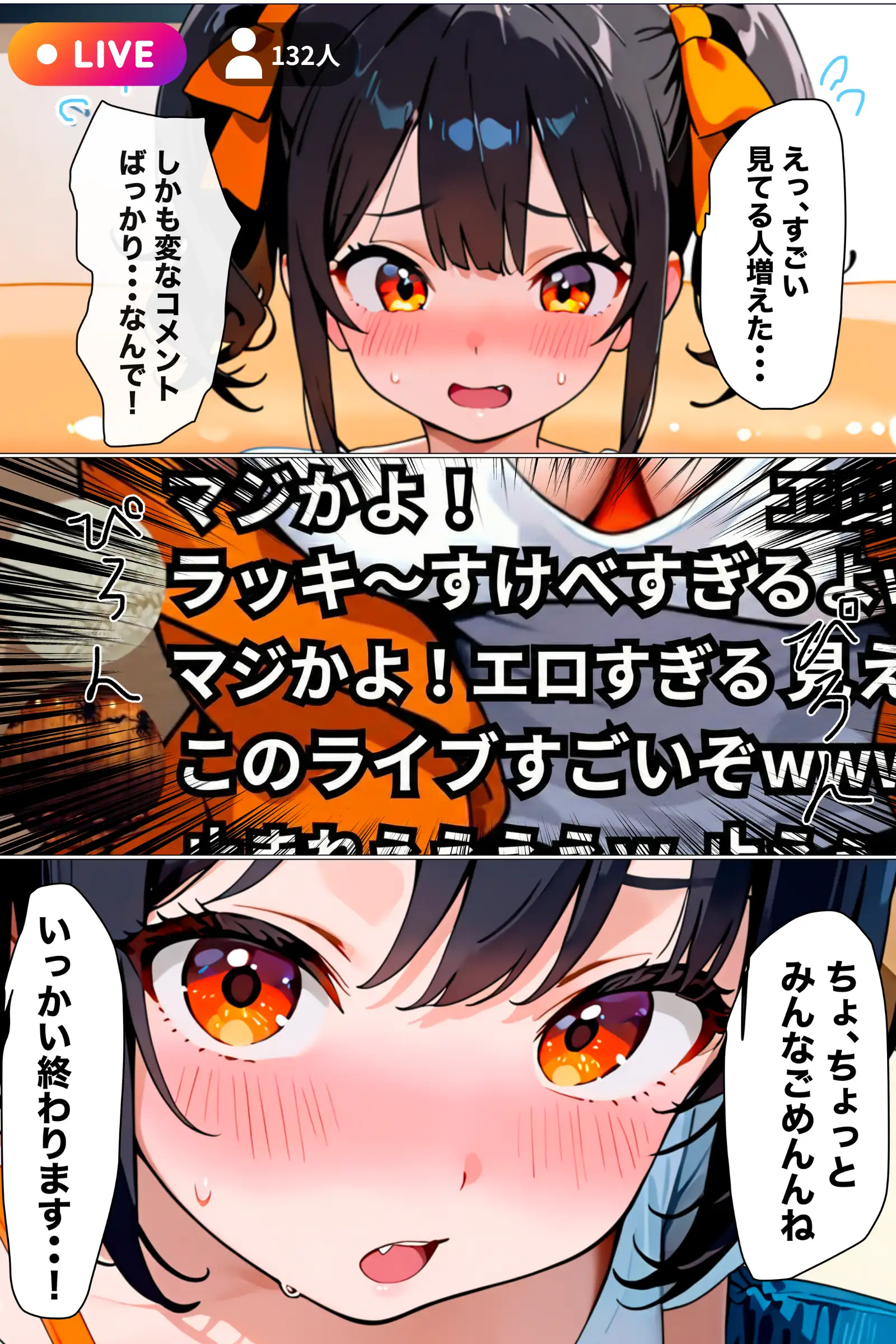 【流出】妹の配信がコメント欄に支配されてエロ配信になったww 10ページ