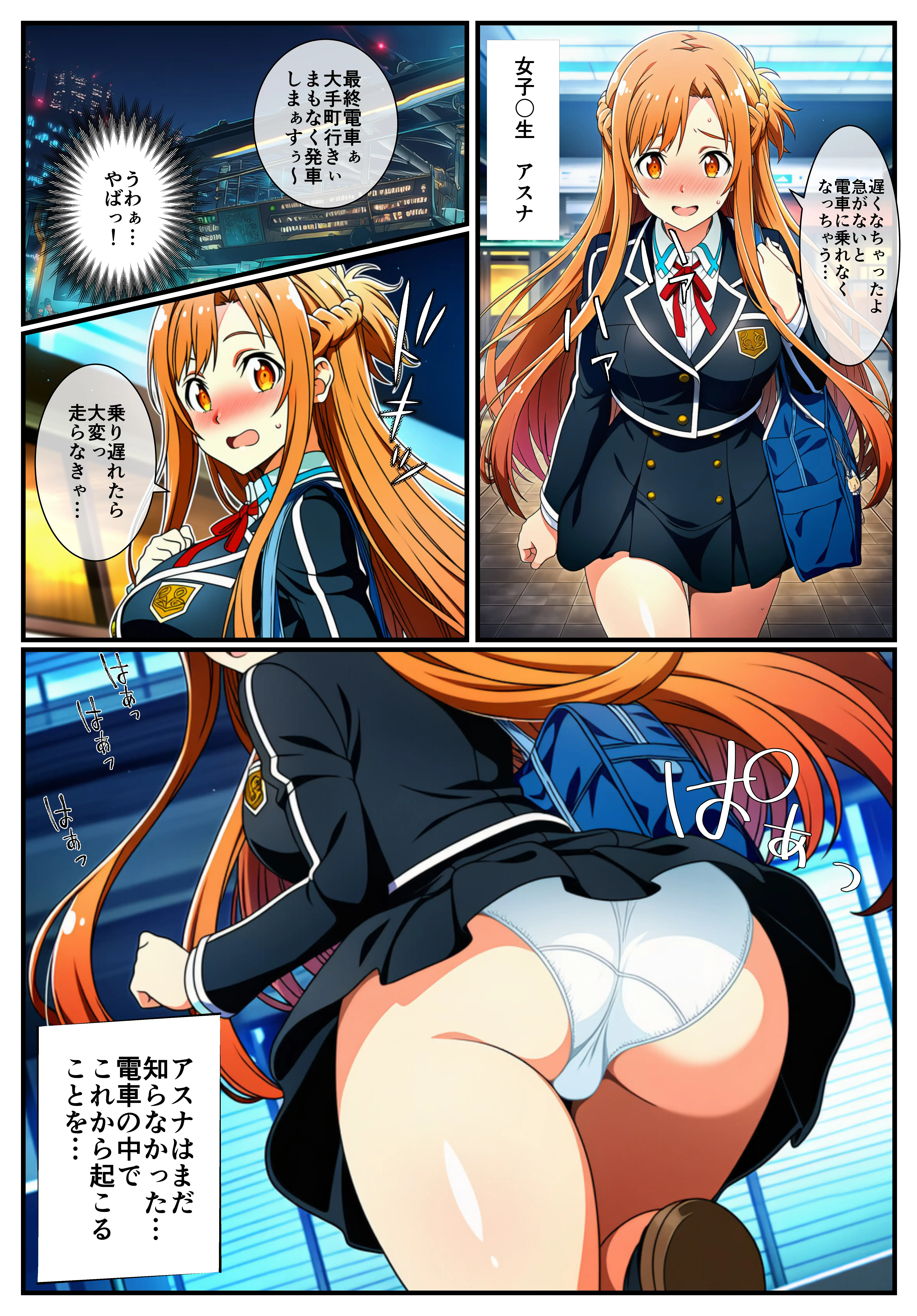 【痴●電車SA〇】狙われたアスナと直葉 1ページ