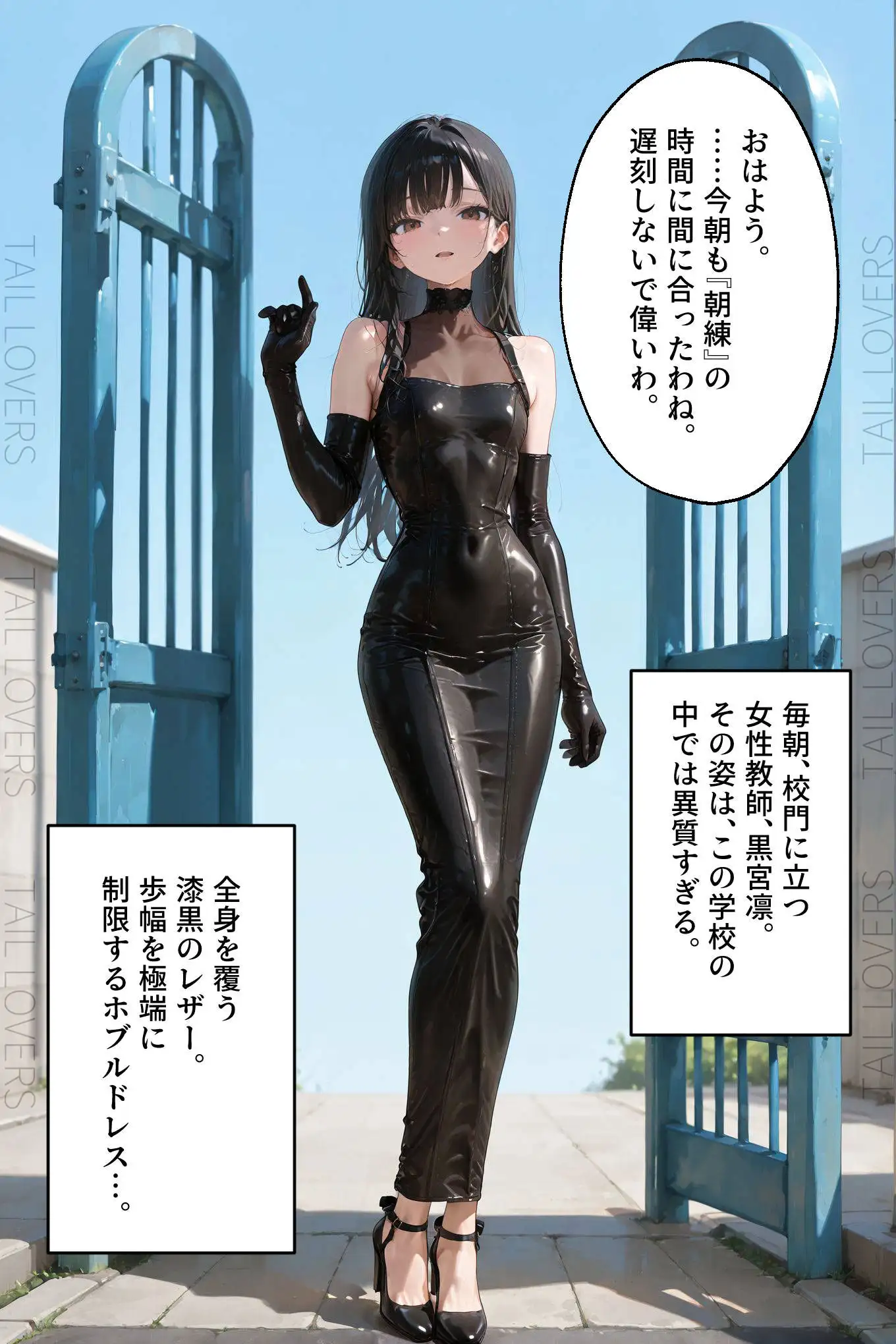 ホブルスカートの女教師と過ごすレザーフェチのための一日 2ページ