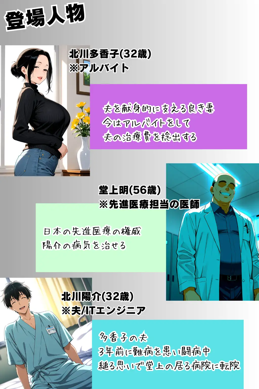 夫の為にできる事。先進医療の代償は熟れた人妻の汗ばんだ乳房 2ページ
