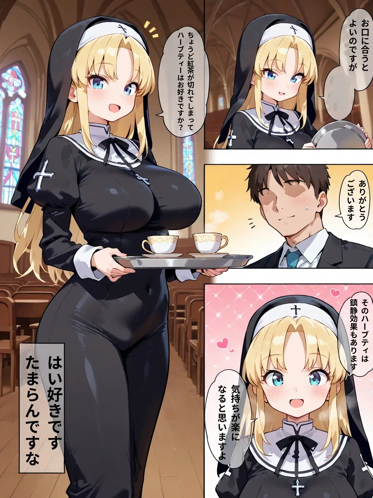 異世界で純粋金髪むちむちシスターがおちんぽをしごいてくれて好き放題中出しさせてくれる濃厚甘やかし射精♪ 11ページ
