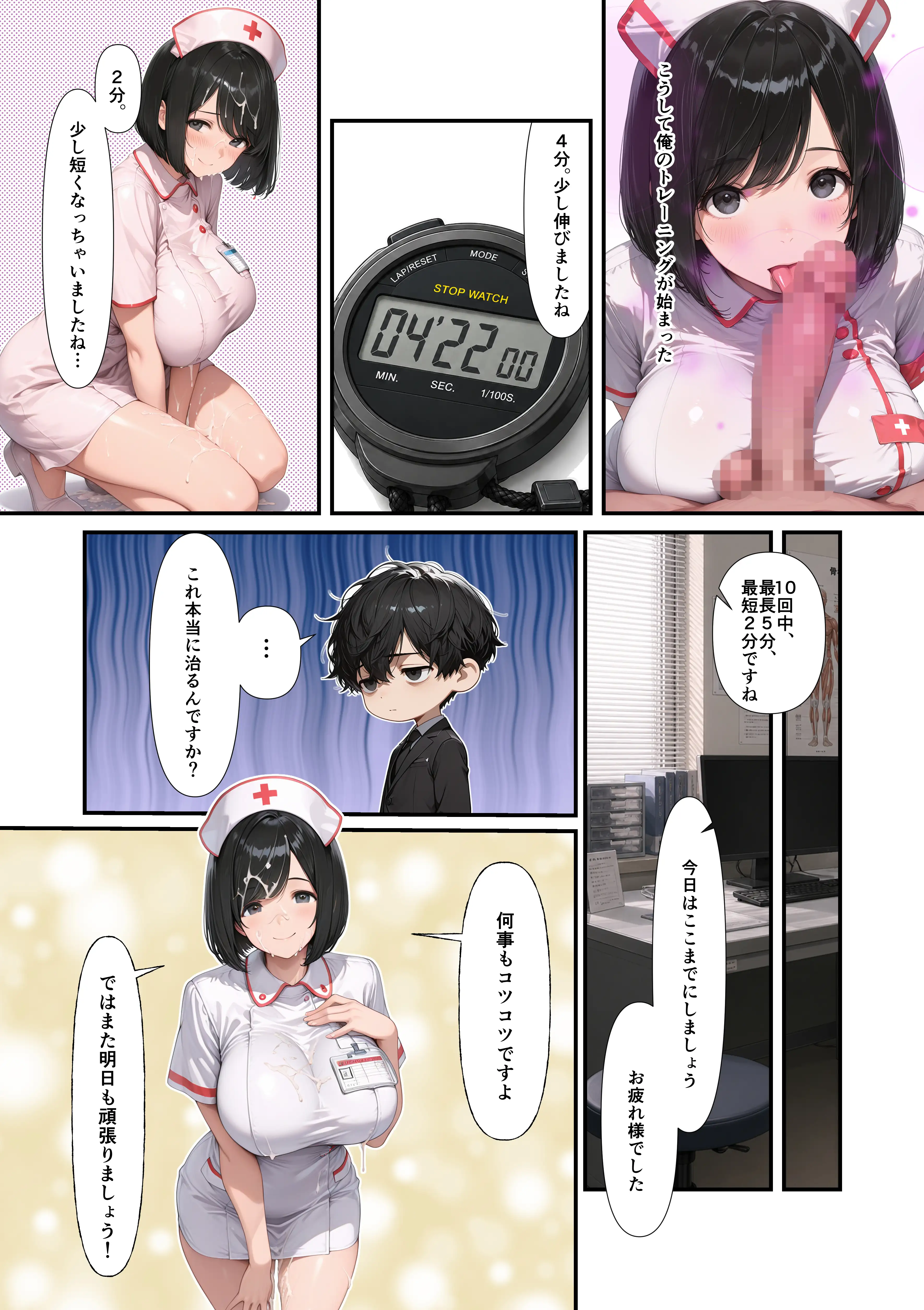高スペック男子の早漏治療♪【前編】〜リベンジの決意とナースの寸止め焦らし拷問訓練編〜 4ページ
